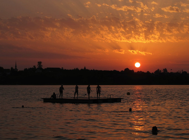 zachód słońca na jeziorem Pfäffikon - Zdjęcie, obraz