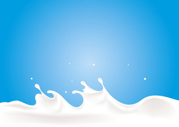 Salpicadura de onda de leche sobre fondo azul yogur crema vector imagen
 - Vector, imagen