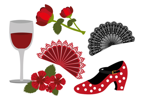 paquet de danse flamenco et icônes ensemble
 - Vecteur, image