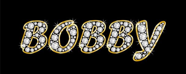 Μπόμπι το όνομα όλυρα bling διαμαντιών, με λαμπρό, λαμπρό χρυσό πλαίσιο - Φωτογραφία, εικόνα