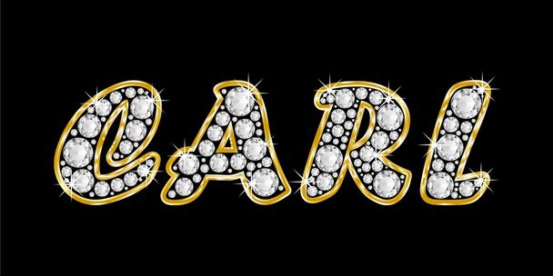 το όνομα carl γραμμένο bling διαμαντιών, με λαμπρό, λαμπρό χρυσό πλαίσιο - Φωτογραφία, εικόνα