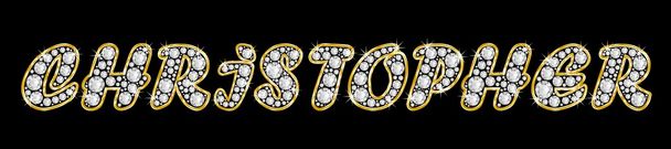 Nimi Christopher kirjoitettu bling timantteja, kiiltävä, loistava kultainen kehys
 - Valokuva, kuva
