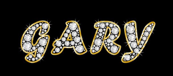 το όνομα του gary ορθογραφία bling διαμαντιών, με λαμπρό, λαμπρό χρυσό πλαίσιο - Φωτογραφία, εικόνα