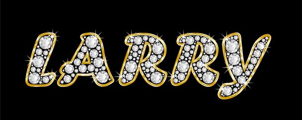το όνομα larry γραμμένο bling διαμαντιών, με λαμπρό, λαμπρό χρυσό πλαίσιο - Φωτογραφία, εικόνα