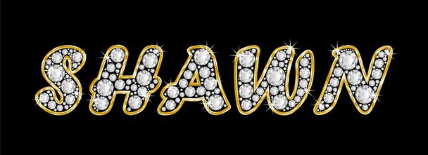 το όνομα shawn γραμμένο bling διαμαντιών, με λαμπρό, λαμπρό χρυσό πλαίσιο - Φωτογραφία, εικόνα