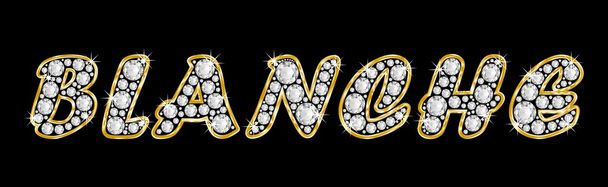 το όνομα blanche γραμμένο bling διαμαντιών, με λαμπρό, λαμπρό χρυσό πλαίσιο - Φωτογραφία, εικόνα