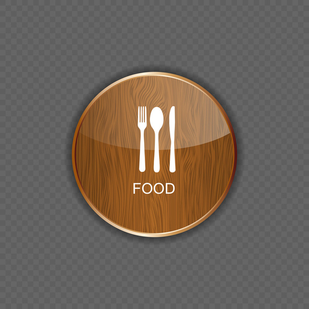 Iconos de aplicación de madera para alimentos y bebidas
 - Vector, Imagen