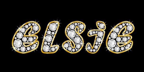 το όνομα elsie γραμμένο bling διαμαντιών, με λαμπρό, λαμπρό χρυσό πλαίσιο - Φωτογραφία, εικόνα