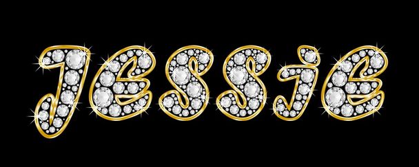 το όνομα jessie γραμμένο bling διαμαντιών, με λαμπρό, λαμπρό χρυσό πλαίσιο - Φωτογραφία, εικόνα