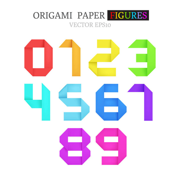 Joukko rohkea värikäs origami paperi lukuja
 - Vektori, kuva
