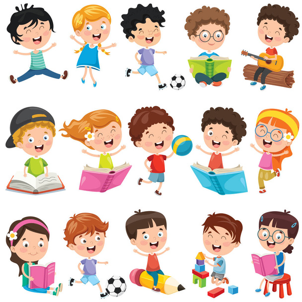 Collection Of Little Cartoon Children - Vector, Image