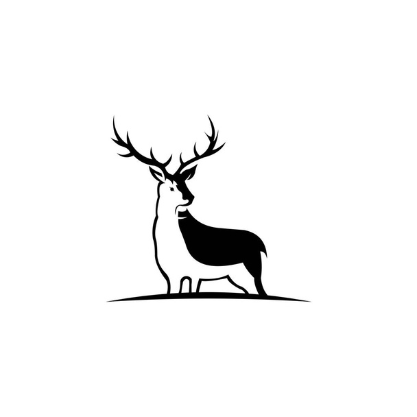 Hirsch Logo Designs Inspirationen, Jagdvereinslogo, anmutiges Hirsch Emblem, Illustration, Logo - Hirsch anmutig hob sein Bein und blickt stolz nach oben,  - Vektor, Bild