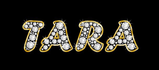 Il nome Tara scritto in diamanti bling, con brillante cornice dorata
 - Foto, immagini