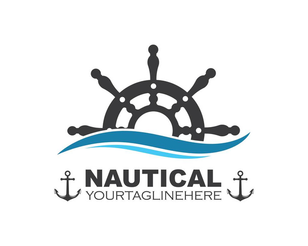 Steuerung Schiff Vektor Logo Symbol der nautischen maritimen - Vektor, Bild