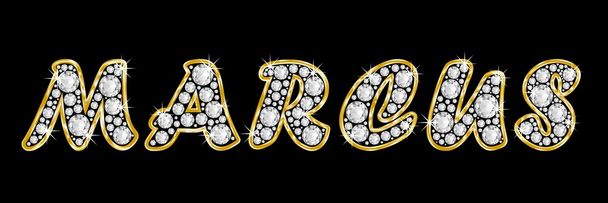 το όνομα Μάρκος γραμμένο bling διαμαντιών, με λαμπρό, λαμπρό χρυσό πλαίσιο - Φωτογραφία, εικόνα