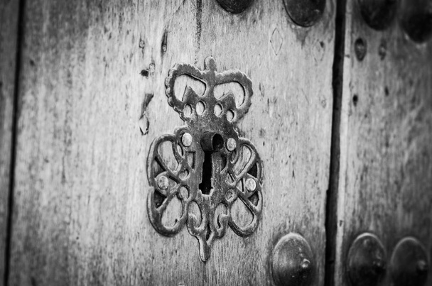 old doors close up view - knobs, design elements, architecture of the ancient doors within the streets of the spanish cities - Fotó, kép