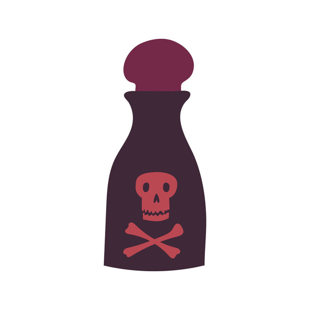 Kouzelná kreslená láhev toxického lektvaru. Vektorové ilustrace toxické kapaliny - Vektor, obrázek