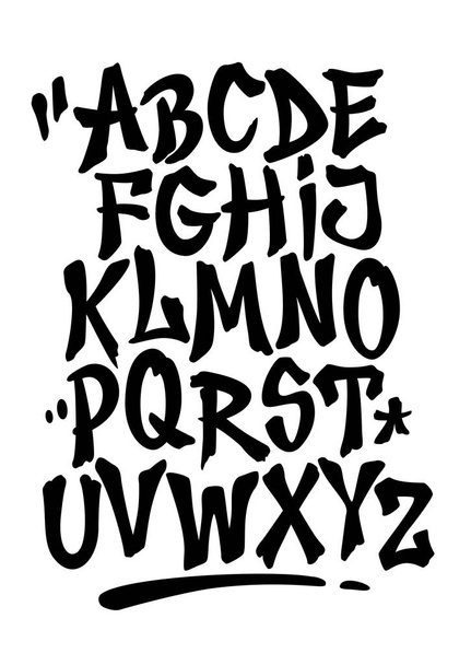 Hand lettering graffiti font with decorations. Vector alphabet - Vecteur, image
