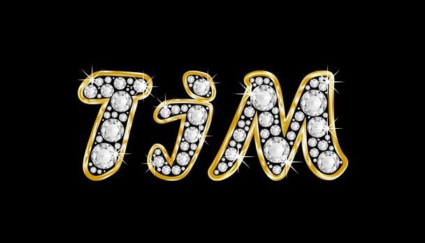 το όνομα tim γραμμένο bling διαμαντιών, με λαμπρό, λαμπρό χρυσό πλαίσιο - Φωτογραφία, εικόνα