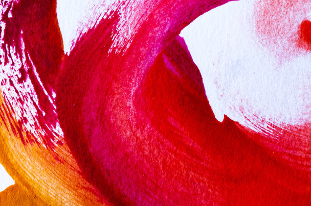 abstract painting, red yellow orange watercolors on white paper, detail - Fotó, kép