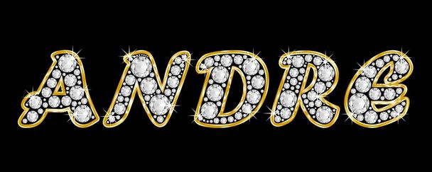 The name Andre spelled in bling diamonds, with shiny, brilliant golden frame - Photo, Image