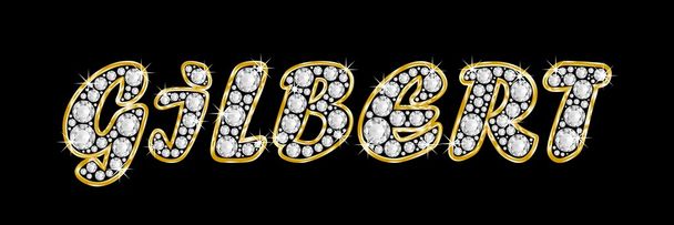 το gilbert όνομα όλυρα bling διαμαντιών, με λαμπρό, λαμπρό χρυσό πλαίσιο - Φωτογραφία, εικόνα