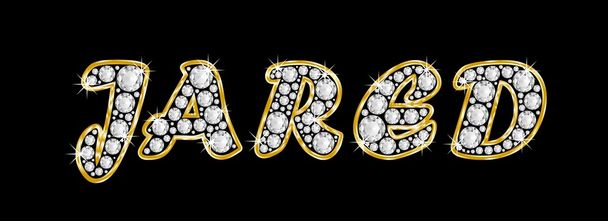 το όνομα Τζάρεντ γραμμένο bling διαμαντιών, με λαμπρό, λαμπρό χρυσό πλαίσιο - Φωτογραφία, εικόνα