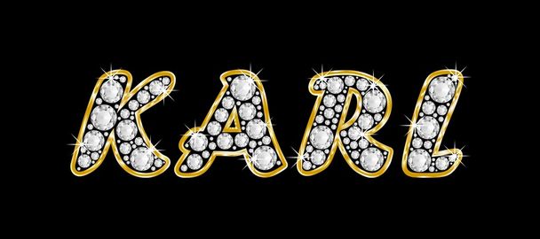 The name Karl spelled in bling diamonds, with shiny, brilliant golden frame - Photo, Image