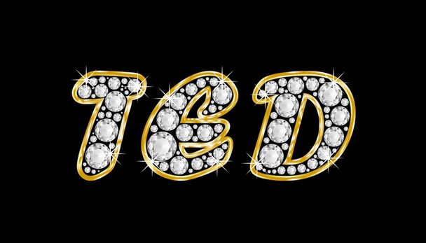 το όνομα ted ορθογραφία bling διαμαντιών, με λαμπρό, λαμπρό χρυσό πλαίσιο - Φωτογραφία, εικόνα