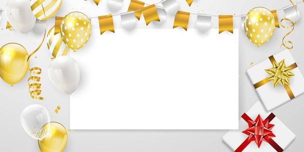 Happy Birthday Celebration party banner with Gold balloons background. Vector illustration. - Вектор, зображення