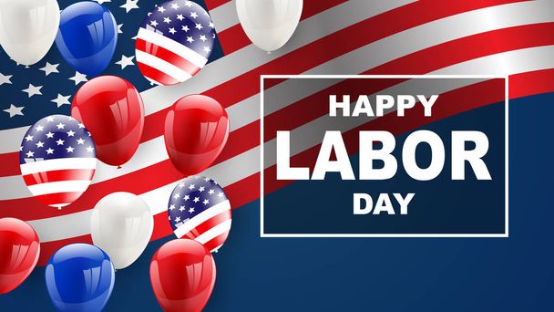 Labor day card design American flag balloons background. Sale Vector illustration. - Вектор,изображение