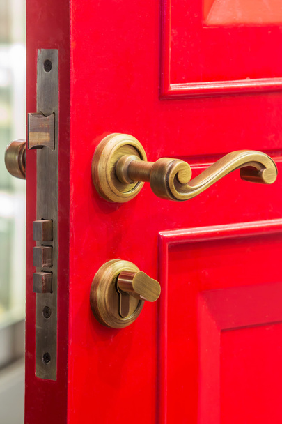 Red door with bolt - Foto, imagen