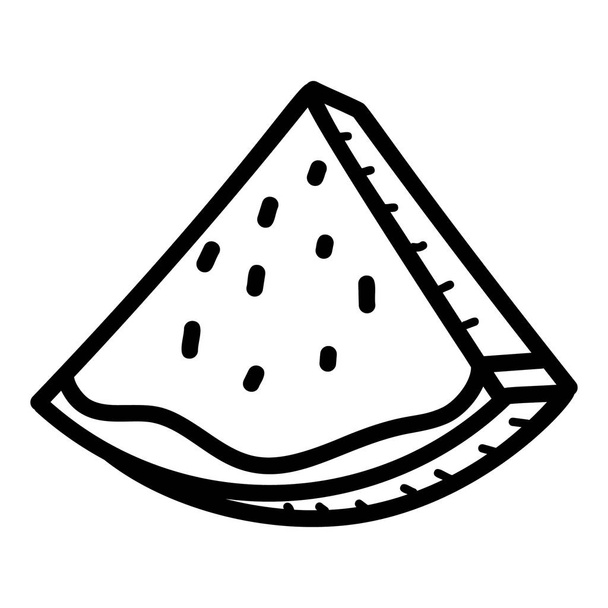 Slice of ripe watermelon slice in trendy hand drawn vector  - Vektor, obrázek