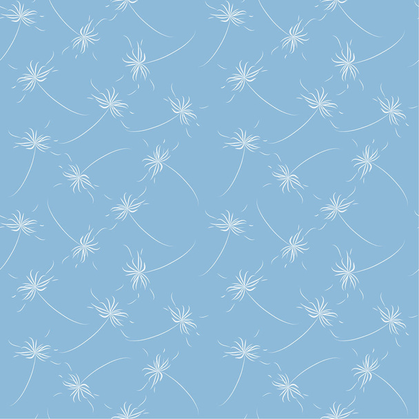 Seamless pattern: white flowers dandelions on a blue background. vector. illustration - Vector, Image