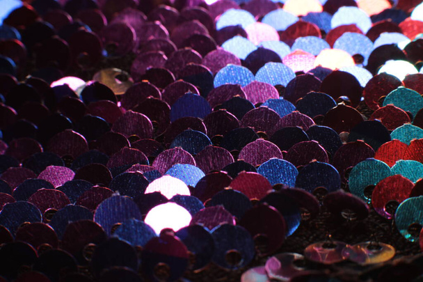 Sparkling holiday macro background of bright shiny sequins and lusters - Photo, Image