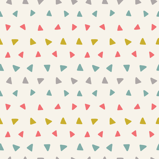 Sweet vector seamless repeat pattern of hand drawn triangles in a geometric layout. A fun vintage coloured design background. - Wektor, obraz