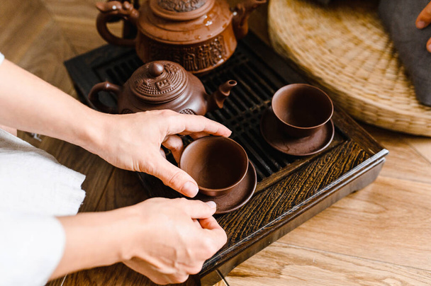 china tea ceremony. tea cup and teapot - Fotoğraf, Görsel