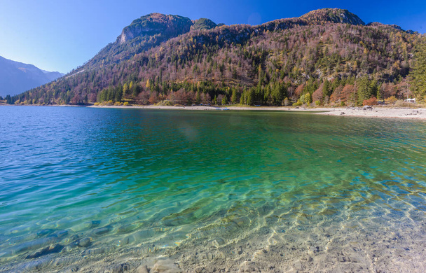 Raibl Lake near Predil pass in Italian Alps. - Fotoğraf, Görsel