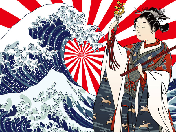 Kanagawa u wybrzeży i kobiety 2 - Wektor, obraz