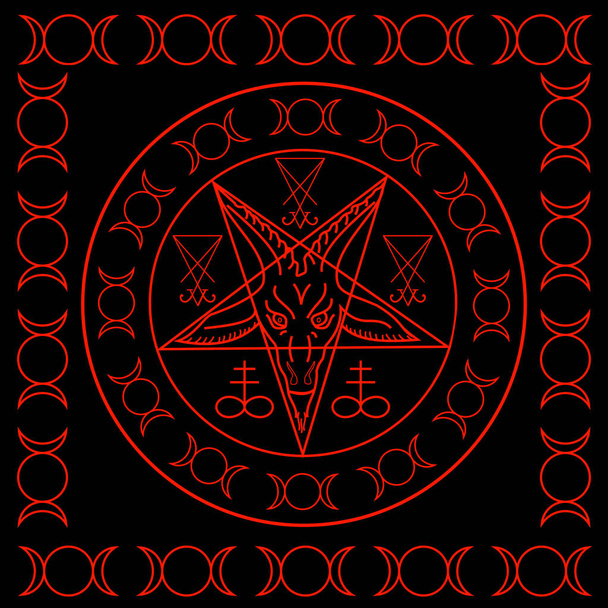 Wiccan symboly - kříž síry, trojité bohyně, Sigil Baphometa a Lucifer - Fotografie, Obrázek