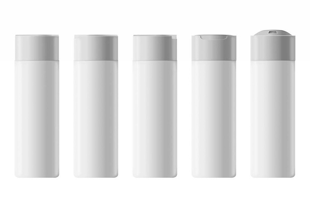 Liquid container for gel, lotion, cream, shampoo, bath foam. Beauty product package. Cosmetic plastic bottle. Set of deodorant spray for women or men. 3d illustration. - Photo, Image