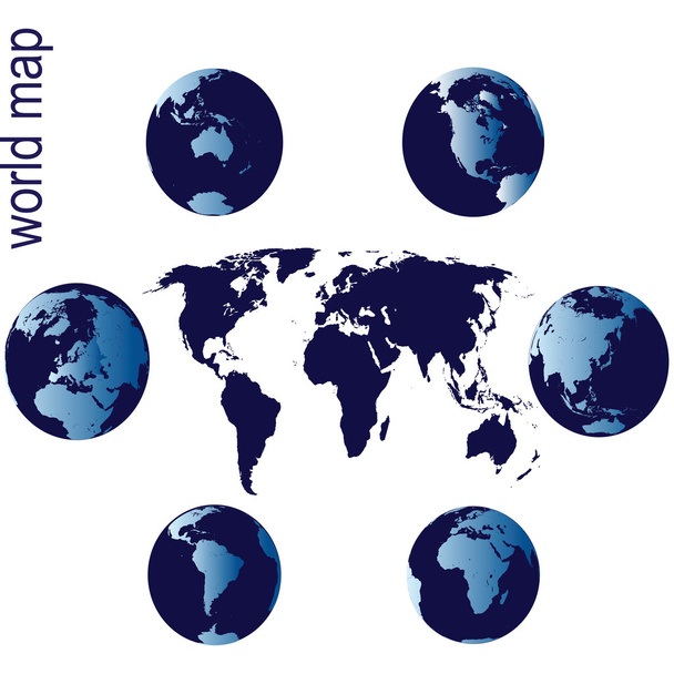 Mapa del mundo con globos terrestres
 - Foto, Imagen