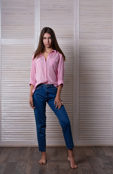Full length shot of amazing girl wears stylish casual apparel - Valokuva, kuva
