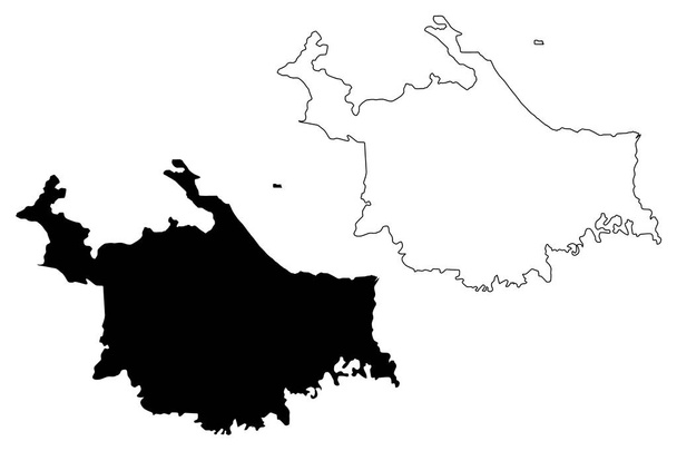 Ngabe-Bugle Prowincja Comarca (Republika Panamy, Prowincje Panamy) mapa wektor ilustracja, skecz bazgroły Ngabe Bugle mapa - Wektor, obraz