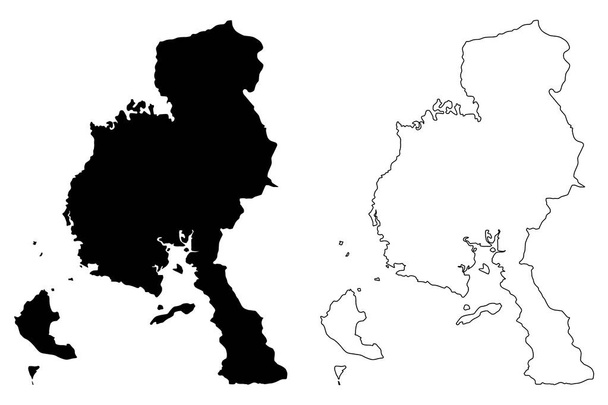 Veraguas Prowincja (Republika Panamy, prowincje Panama) mapa wektor ilustracja, skecz bazgroły Veraguas mapa - Wektor, obraz