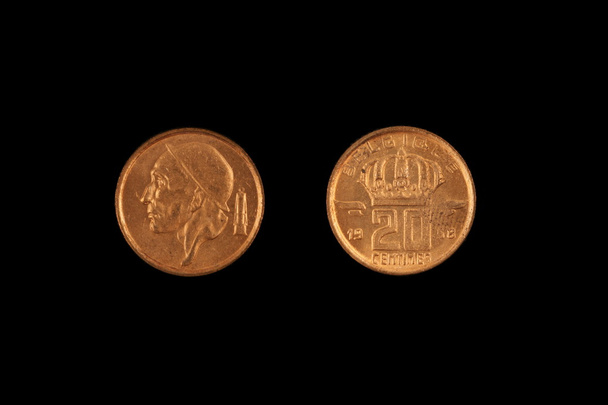 古いベルギー 20 サンチーム硬貨 - 写真・画像