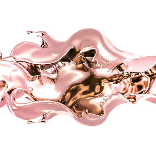 A splash of thick, golden liquid. 3d illustration, 3d rendering. - Foto, Imagen