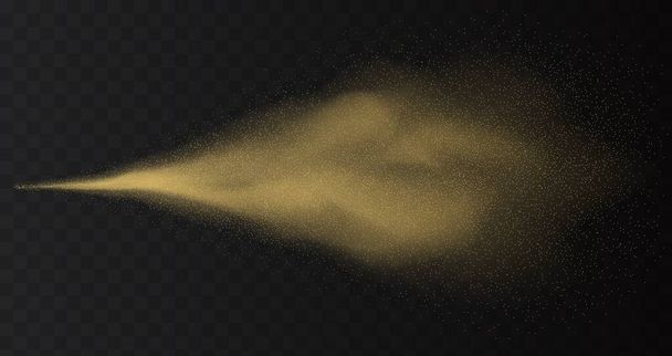 Χρυσό σπρέι χρώματος με σωματίδια glitter απομονώνονται σε διαφανές φόντο. - Διάνυσμα, εικόνα
