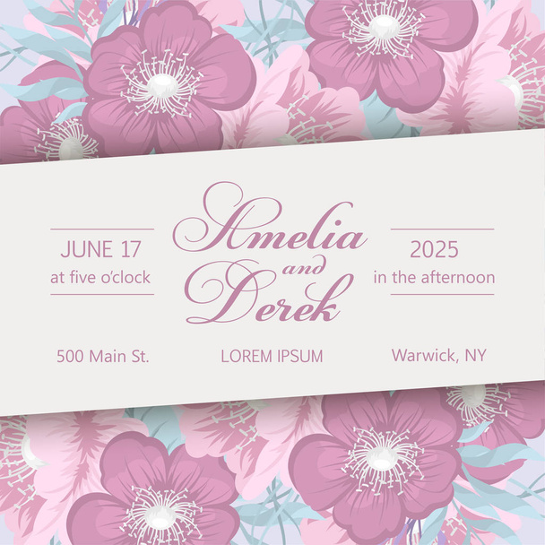 Fondo de la boda floral - flores rosas y azul claro
 - Vector, imagen