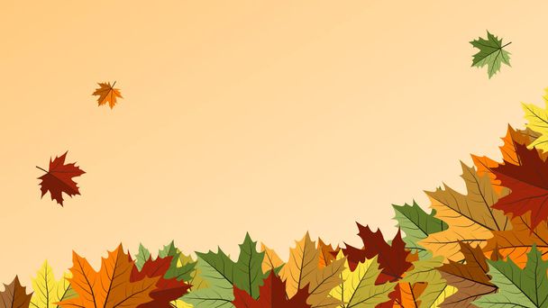 Fall background with colorful  autumnal maple leaves. Vector banner with frames for sale, advertising, poster, web. - Vector, Image